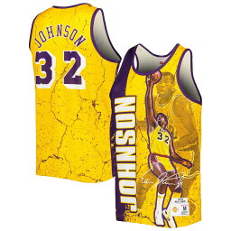 NBA レイカーズ マジック・ジョンソン タンクトップ Mitchell & Ness（ミッチェル＆ネス） メンズ ゴールド (NBA MNC PLAYER BURST MESH TANK)