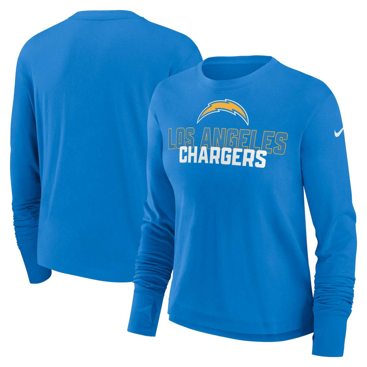 【公式グッズ】NFL チャージャーズ 長袖 Tシャツ Nike ナイキ レディース パウダーブルー (23 Women's Dri-Fit Modest Crop LST)