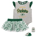 NFL パッカーズ ロンパースセット Outerstuff（アウタースタッフ） ベビー ヘザーグレイ (23 Infant All Dolled Up SS Creeper Skirt and Bootie Set)