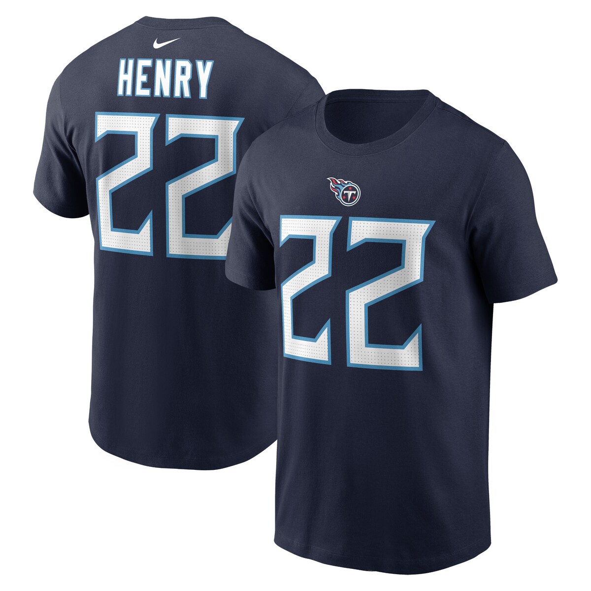 Derrick Henry is consistently one of the most dominant players on the gridiron. This Player Name and Number T-shirt from Nike is a strong tribute to your favorite player's career with the Tennessee Titans. Designed as a simple alternative to the on-field jerseys, this player tee features bold graphics on the front and back so you can proudly support your Tennessee Titans.Material: 100% CottonMachine wash, tumble dry lowOfficially licensedImportedCrew neckBrand: NikeShort sleeveScreen print graphics