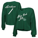 NFL ジェッツ アフマド・ソース・ガードナー 長袖 Tシャツ Majestic（マジェスティック） レディース グリーン (Women's Off-Shoulder Script LS N&N Top - Expired)