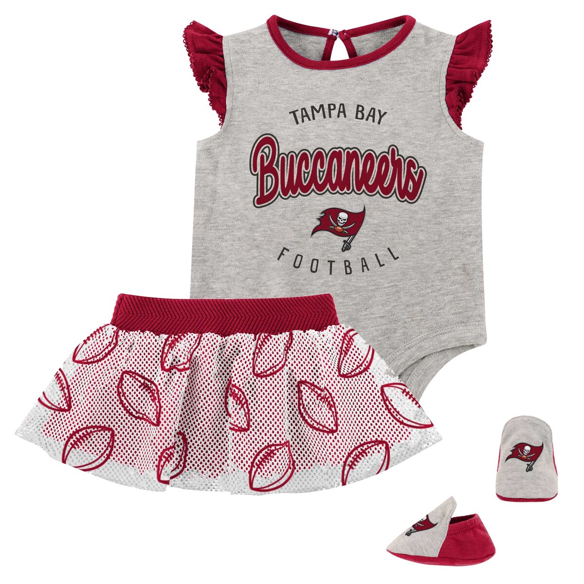 NFL バッカニアーズ ロンパースセット Outerstuff（アウタースタッフ） ベビー ヘザーグレイ (23 Infant All Dolled Up SS Creeper Skirt and Bootie Set)