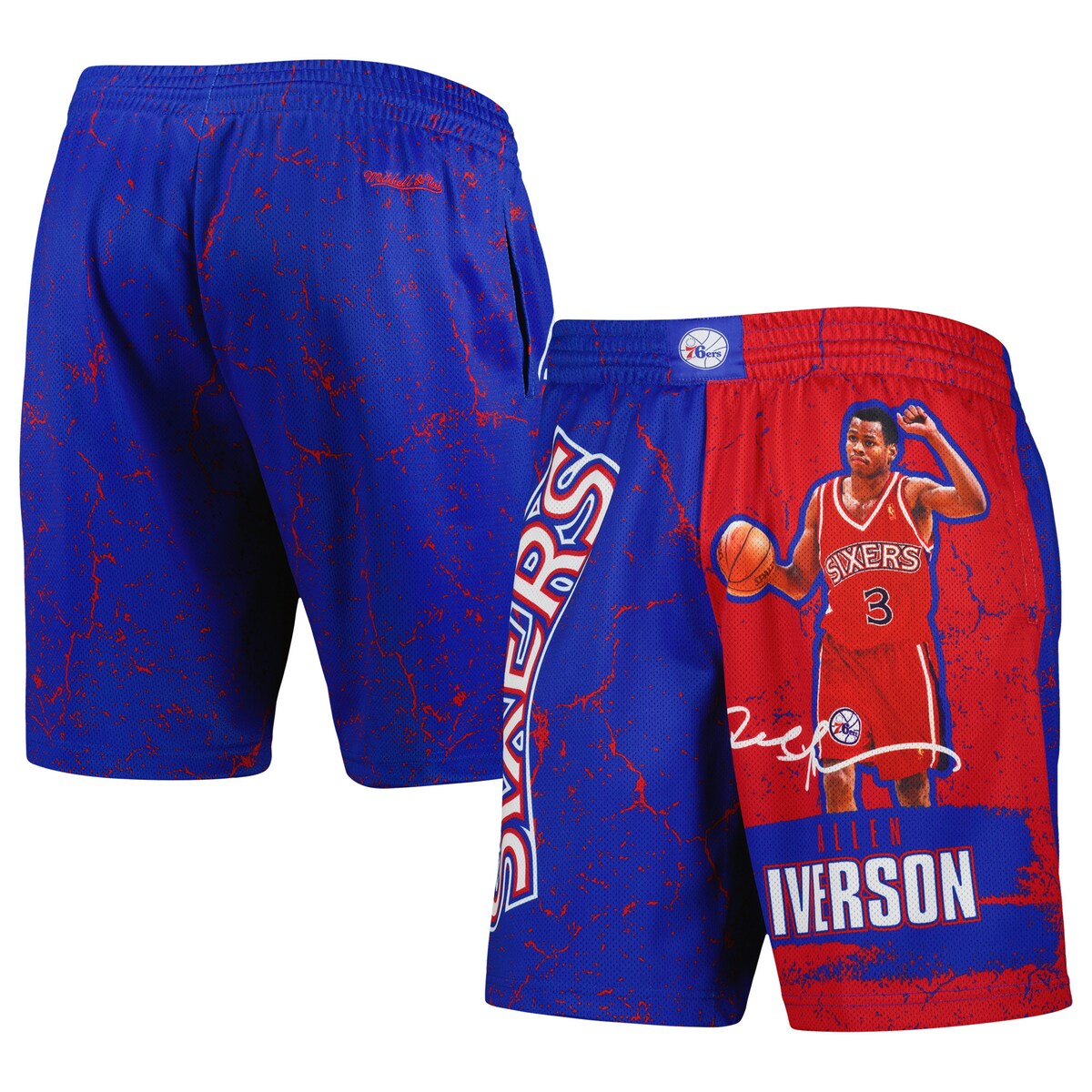【公式グッズ】NBA 76ers アレン・アイバーソン ショーツ Mitchell & Ness(ミッチェル&ネス) メンズ ロイヤル (NBA MNC PLAYER BURST MESH SHORTS)