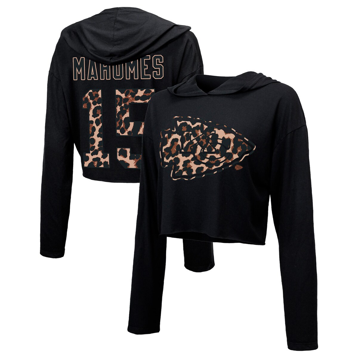 NFL `[tX pgbNE}z[Y p[J[ Majestici}WFXeBbNj fB[X ubN (Women's Leopard LS Player N&N Crop Hoodie)