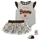 NFL ブラウンズ ベビー服 3点 セット Outerstuff（アウタースタッフ） ベビー ヘザーグレイ (23 Infant All Dolled Up SS Creeper Skirt and Bootie Set)