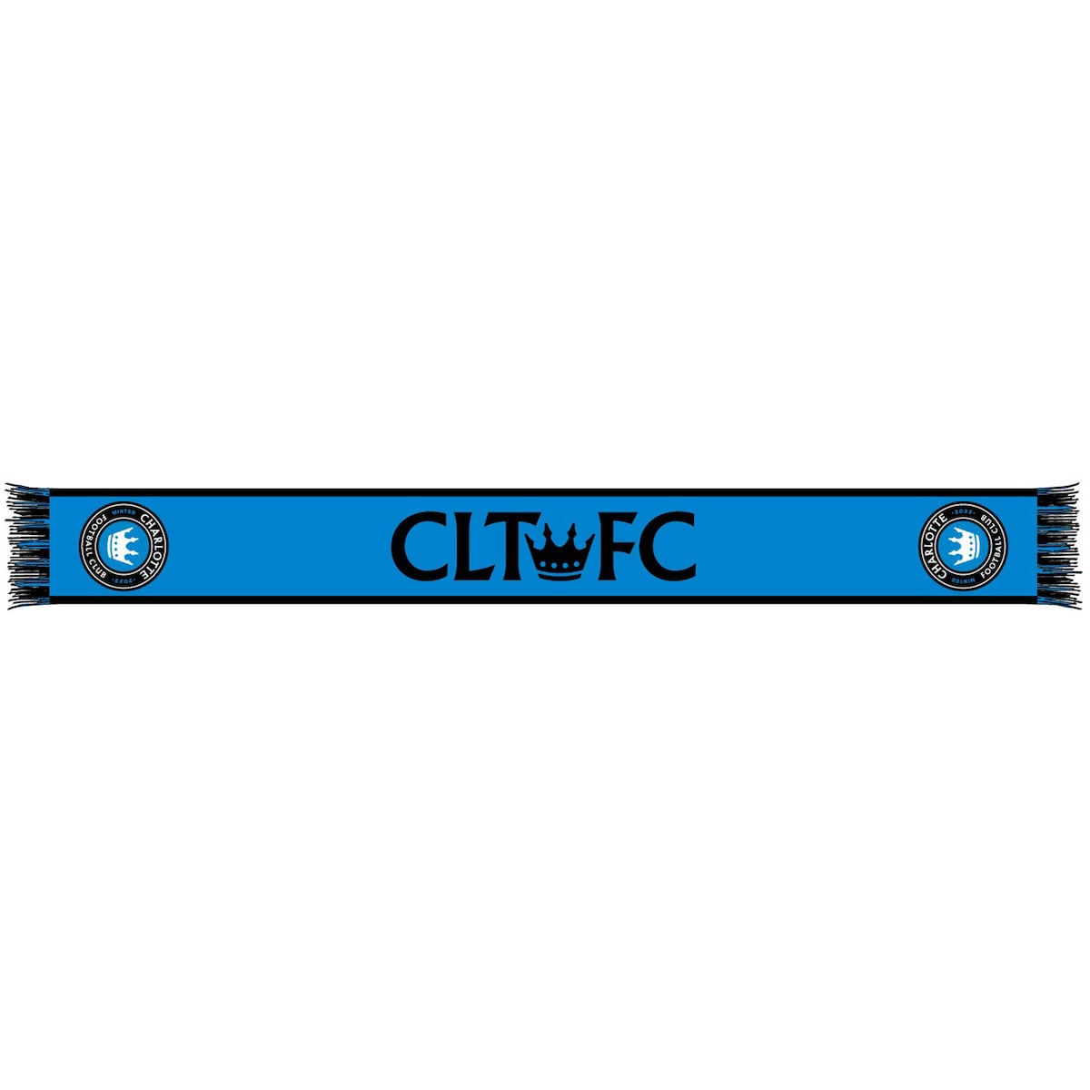 Show off your enthusiasm for Charlotte FC by wrapping up in this Two-Tone summer scarf. Woven in the team's signature colors, this official Charlotte FC scarf features the CLT Tricode design in the center, flanked by the club crest and decorative fringe at each end. You'll love warding off the chill in this cozy accessory.Fringed edgesImportedMeasures approx. 62''Brand: Ruffneck ScarvesDouble-sided designWoven graphicsMachine wash, dry flatOfficially licensedMaterial: 100% Acrylic