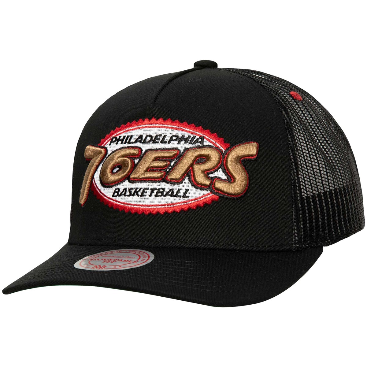 NBA 76ers アジャスタブルキャップ Mitchell & Ness（ミッチェル＆ネス） メンズ ブラック (NBA MNC Team Seal Snapback Mesh Trucker)