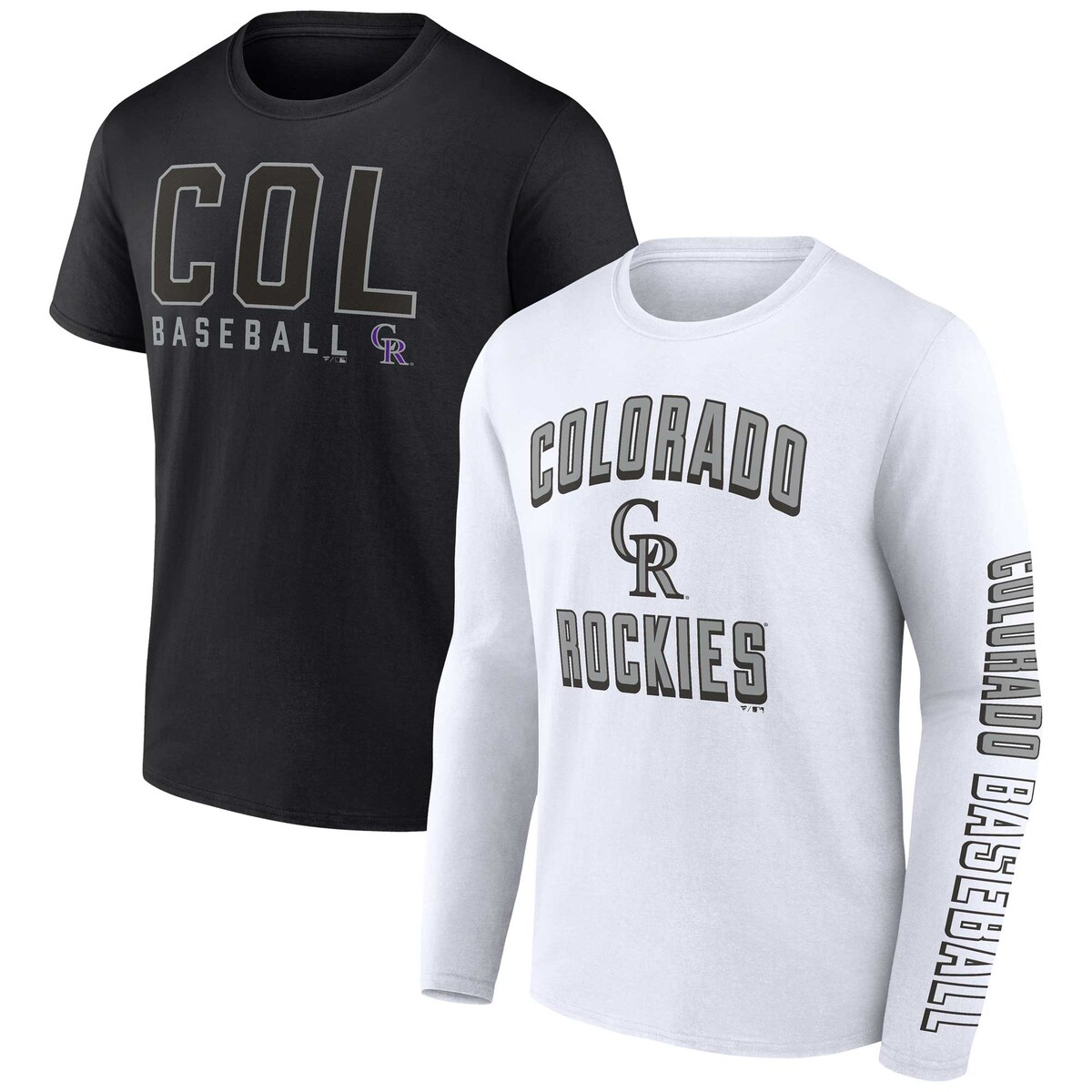 MLB ロッキーズ Tシャツセット Fanatics（ファナティクス） メンズ ブラック (MEN 039 S LONG SLEEVE SHORT SLEEVE TEE COMBO PACK)