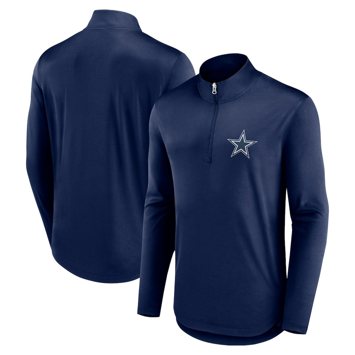 This Fanatics Branded Quarterback quarter-zip top is the perfect lightweight layer. It features signature Dallas Cowboys colors and graphics that create a fan-forward look. A mock neck supplies extra coverage in case temperatures decrease.Long sleeveImportedBrand: Fanatics BrandedMachine wash, tumble dry lowOfficially licensed1/4-ZipLightweight top suitable for mild temperaturesMaterial: 100% PolyesterMock neckRounded droptail hemScreen print graphics
