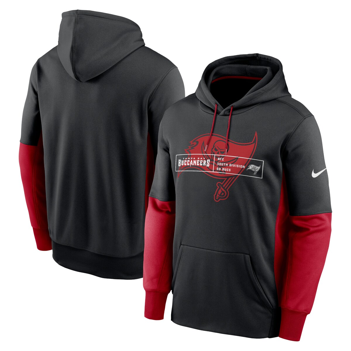 NFL バッカニアーズ フリース プルオーバー パーカー Nike ナイキ メンズ ブラック (23 NFL FANGEAR Men's Nike Therma Color Block Fleece Hoodie)