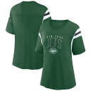 Let your unrelenting New York Jets fandom shine brilliantly on a sunny day each time you sport this Classic T-shirt from Fanatics Branded. It features an undeniable team wordmark printed across the torso, boldly accented by sparkling rhinestone embellishments that are sure to catch the eyes of fellow New York Jets fans and non-fans alike. The contrast-color stripes on the shoulders offer an added boost of team spirit, while the cotton design makes this comfy tee a standout choice when you want a casual look.Officially licensedCrew neckMachine wash with garment inside out, tumble dry lowImportedShort sleeveMaterial: 100% CottonSewn-in, contrast-color stripesScreen print graphicsWoven clip tag at waist hemBrand: Fanatics BrandedRhinestone embellishments