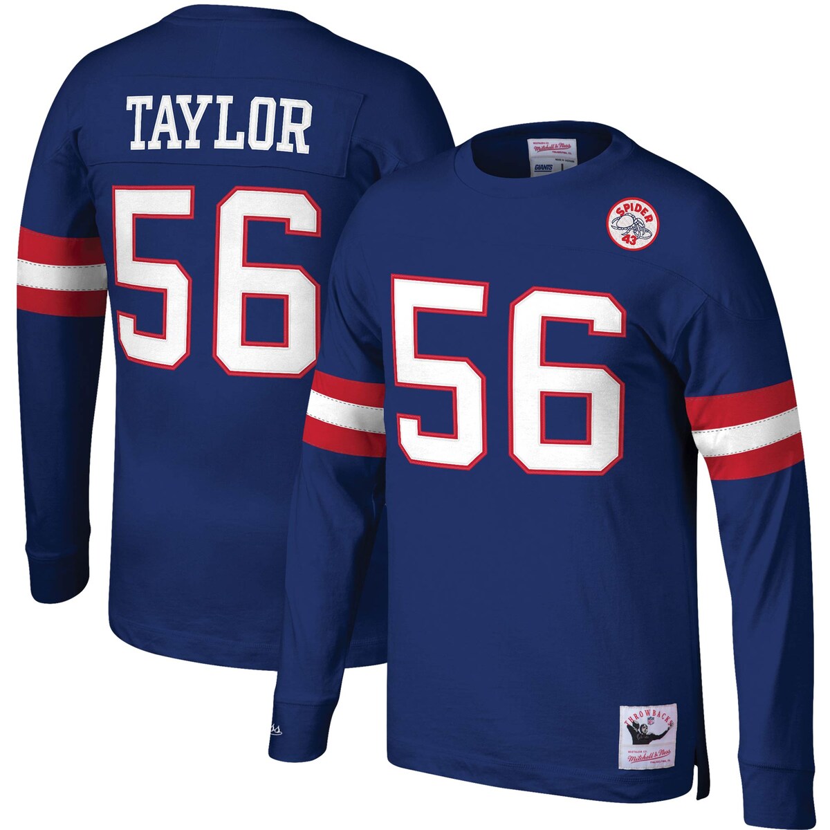 【公式グッズ】NFL ジャイアンツ ローレンス・テイラー 長袖 Tシャツ Mitchell & Ness(ミッチェル&ネス) メンズ ロイヤル (Men's B&T MNC Cut & Sew Player N&N LS Top)