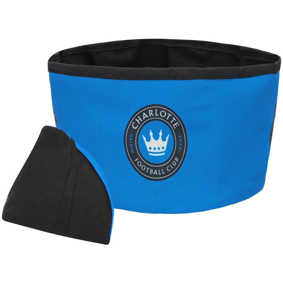 Ensure your four-legged Charlotte FC fan can stay hydrated and well fed when you're out and about with this Travel Collapsible bowl. It features an unmistakable Charlotte FC seal on the side, so everyone can see your pet has the same club spirit that you do.Wipe clean with a damp clothLined interiorMade in the USAOfficially licensedWater repellentElastic bandBrand: All Star DogsBinding trimmed topPrinted graphicsMeasures approx. 8''