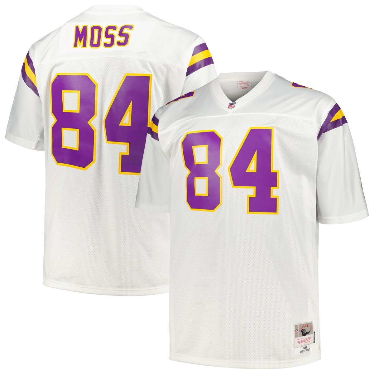 NFL バイキングス ランディ・モス ユニフォーム Mitchell & Ness（ミッチェル＆ネス） メンズ ホワイト (Men's MNC B&T Legacy Retired Player Jersey)