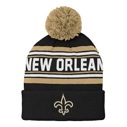 NFL セインツ ニット帽 Outerstuff（アウタースタッフ） キッズ ブラック (NFL Youth Jacquard Cuffed Pom Knit)