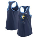 During the summer heat of baseball season, stay cool in this Tampa Bay Rays Tech tank top from Nike. Its contrasting trim in a team color highlights the Tampa Bay Rays graphics printed across the front. A racerback and scoop neck also provide that classic tank top look and feel.Machine wash, tumble dry lowScoop neckOfficially licensedSide splits at hemMaterial: 50% Polyester/25% Cotton/25% RayonContrasting trimScreen print graphicsRacerbackBrand: NikeImportedRounded droptail hemSleeveless