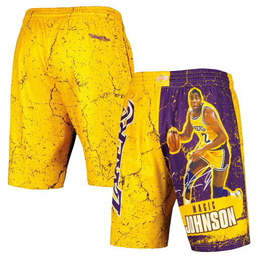 NBA レイカーズ マジック・ジョンソン ショーツ Mitchell & Ness(ミッチェル&ネス) メンズ ゴールド (NBA MNC PLAYER BURST MESH SHORTS) NBA レイカーズ マジック・ジョンソン ショーツ Mitchell & Ness(ミッチェル&ネス) メンズ ゴールド (NBA MNC PLAYER BURST MESH SHORTS)