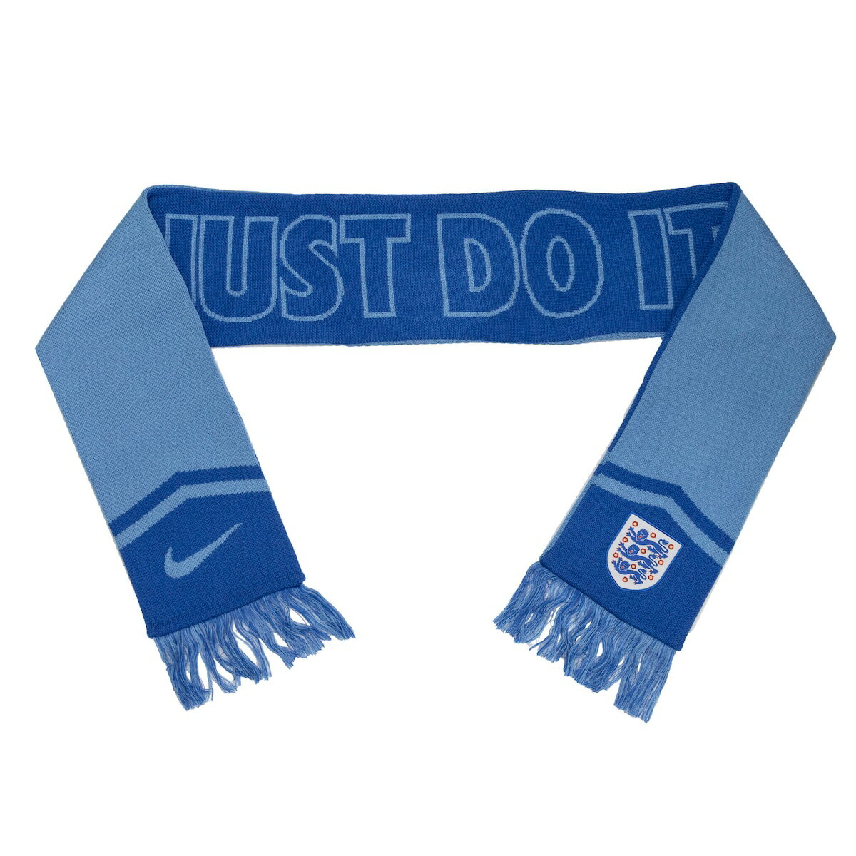 Show your devotion to the England National Team with this fashionable Local Verbiage scarf from Nike. It features double-sided graphics and fringe on both ends for added England National Team flair. This scarf makes the perfect accent for any game day outfit thanks to its soft fabric and fun design.ImportedOfficially licensedEmbroidered fabric appliqueFringe endsHand wash, line dryMeasures approx. 66'' including fringe x 6.5''Woven graphicsMaterial: 100% AcrylicBrand: NikeDouble-sided design differs per side