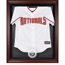 The Washington Nationals mahogany finished framed logo jersey display case opens on hinges and is easily wall-mounted. It comes with a 24" clear acrylic rod to display a collectible jersey. This case is constructed with a durable, high-strength injection mold backing, encased by a beautiful wood frame with a team logo on the front. Officially licensed by Major League Baseball. The inner dimensions of the case are 38" x 29 1/2"x 3" with the outer measurements of 42" x 34 1/2" x 3 1/2". Memorabilia sold separately.Hinges to open easilyOfficially licensedWood frameEngraved team graphicsHas a LogoIncludes acrylic rod to hold jerseyCollectible jersey display caseMemorabilia sold separatelyMade in the U.S.A.Easily wall mountedImportedBrand: Fanatics Authentic