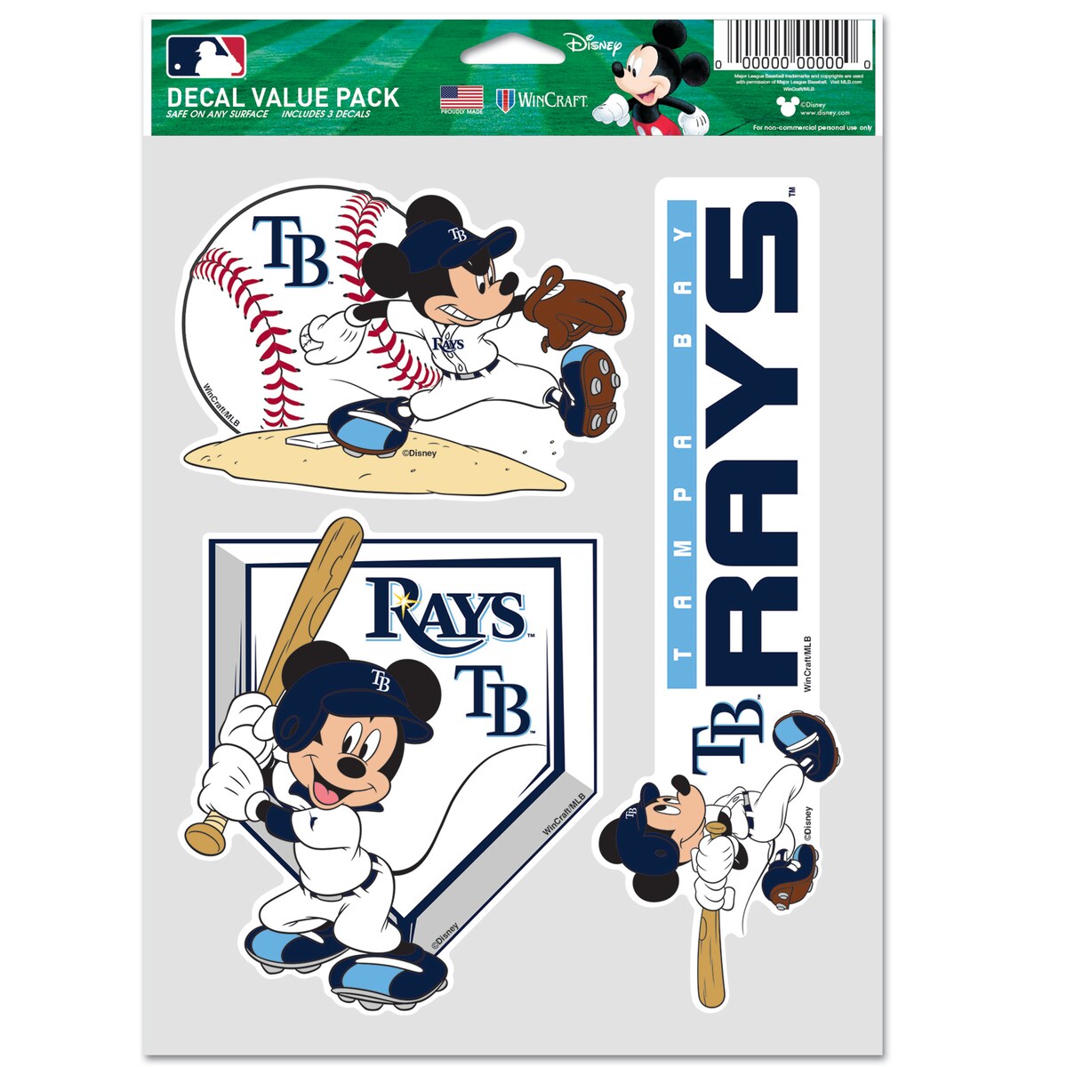 MLB レイズ カー用品 カーアクセサリー ウィンクラフト (3 Pack of Disney Character Fan Decals)