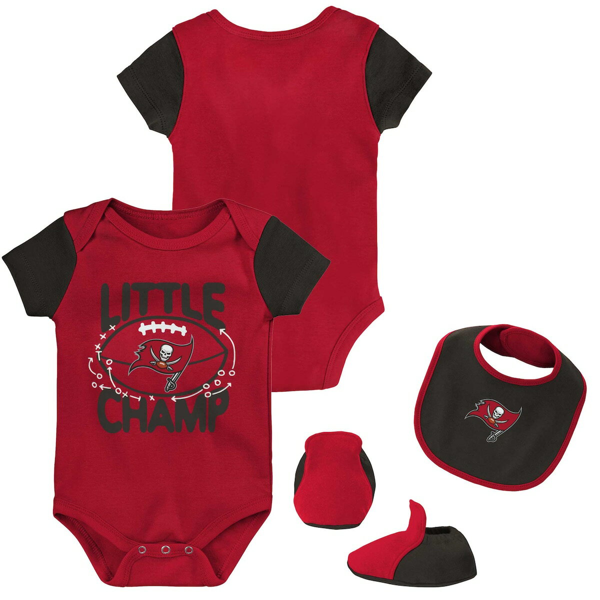 NFL バッカニアーズ ロンパースセット Outerstuff（アウタースタッフ） ベビー レッド (22 Newborn Little Champ Creeper Bib & Bootie Set)