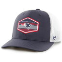 Keep your head feeling cooler on sunny days with this New England Patriots Burgess Trucker hat from '47. Its two-tone design features New England Patriots graphics and breathable mesh panels. An adjustable closure also lets you choose the most comfortable fit.Curved billMaterial: 100% Nylon Crown and Bill; 100% Polyester Rear PanelsWoven tagWipe clean with a damp clothMid CrownStructured fitOfficially licensedEmbroidered fabric appliqueAdjustable hook and loop fastener strapTwo solid front panels with eyeletsOne size fits mostRapid dryingFour mesh mid and rear panelsCooling mineralsImportedBrand: '47