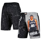 NBA スパーズ ティム・ダンカン ショーツ Mitchell & Ness（ミッチェル＆ネス） メンズ ブラック (NBA MNC PLAYER BURST MESH SHORTS)