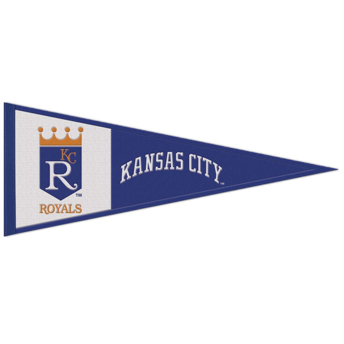 Make your unwavering loyalty to the Kansas City Royals loud and clear with this 13" x 32" pennant from WinCraft. It features the team's retro logo and their name spelled out, meaning there will be no doubt who you're rooting for on game day. The durable wool fabric makes this the perfect piece of Kansas City Royals dcor to display outside, in your office or anywhere else.Single-sided designEmbroidered fabric appliqueOfficially licensedMaterial: 70% Wool/30% PolyesterDesigned in the USAImportedWipe clean with a damp clothBrand: WinCraftMeasures approx. 13'' x 32''