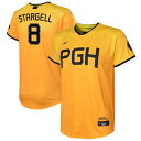 The confluence of three rivers and steel built Pittsburgh into the city it is today. This Pittsburgh Pirates Willie Stargell 2023 City Connect Replica Player Jersey from Nike honors those tenants of the city. The "Y" design on the jersey stands for the meeting of the Allegheny, Monongahela and Ohio River while the star is an homage to Pittsburgh's rich history in the steel industry. The arched wordmark highlights the bridges that connect the city of Pittsburgh. All those details come together to create the perfect jersey for your young fan who bleeds black and gold.Standard fitFull-button frontReplicaRounded hem with satin woven jock tagMaterial: 100% PolyesterOfficially licensedImportedMachine wash, tumble dry lowMLB Batterman logo on back neckShort sleeveBrand: NikeHeat-applied twill team and player details