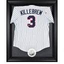 The Minnesota Twins black framed logo jersey display case opens on hinges and is easily wall-mounted. It comes with a 24" clear acrylic rod to display a collectible jersey. This case is constructed with a durable, high-strength injection mold backing, encased by a beautiful wood frame and features an engraved team logo on the front. Officially licensed by Major League Baseball. The inner dimensions of the case are 38" x 29 1/2"x 3" with the outer measurements of 42" x 34 1/2" x 3 1/2". Memorabilia sold separately.ImportedHas a LogoOfficially licensed MLB productEngraved team graphicsWood frameMade in the U.S.A.Memorabilia sold separatelyCollectible jersey display caseEasily wall mountedIncludes acrylic rod to hold jerseyHinges to open easilyOfficially licensedBrand: Fanatics Authentic