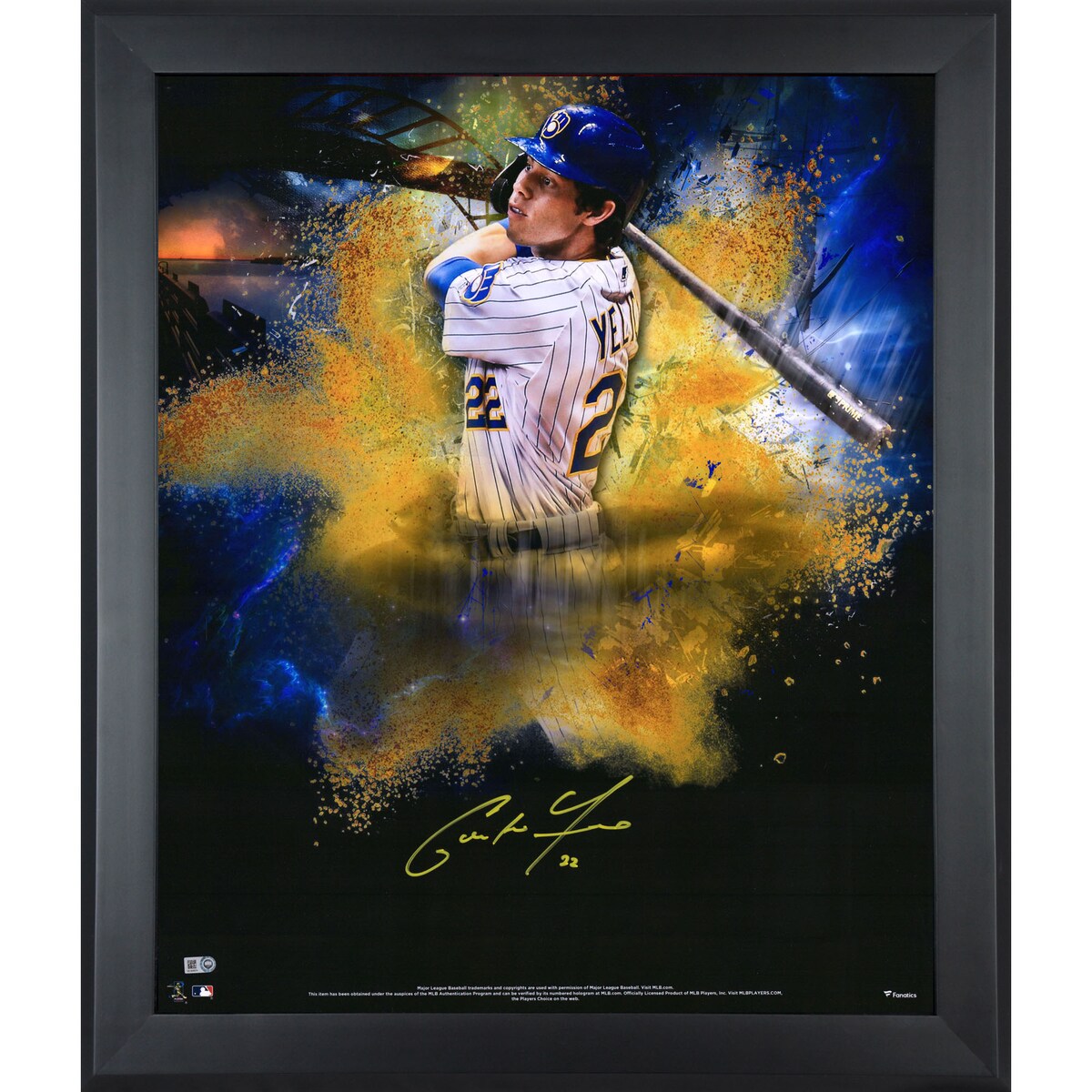 This framed 20" x 24" in focus photograph has been personally hand-signed by Christian Yelich. It has been obtained unde...