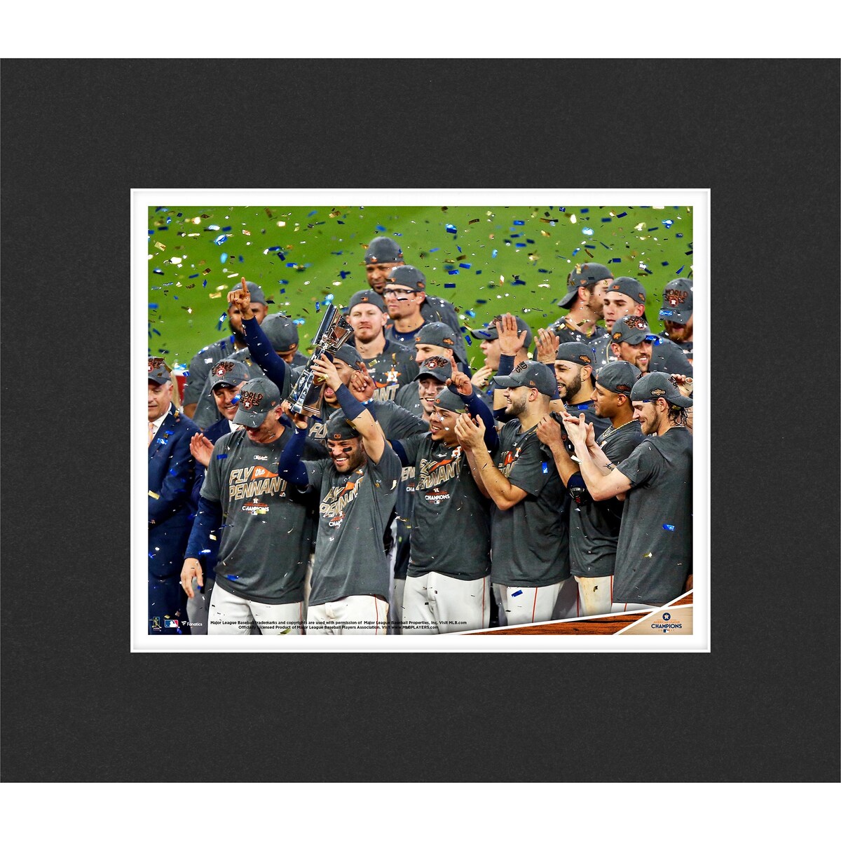 Commemorate the Houston Astros as 2017 American League Champions with this collectible. Each collectible comes with an image matted in team colors. It is officially licensed by Major League Baseball. The finished piece measures 11" x 14" x 1".Dimensions measures approximately 16" x 20"Officially licensedMade in the USAMatted photographBrand: Fanatics Authentic