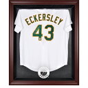 The Oakland Athletics mahogany finished framed logo jersey display case opens on hinges and is easily wall-mounted. It comes with a 24" clear acrylic rod to display a collectible jersey. This case is constructed with a durable, high-strength injection mold backing, encased by a beautiful wood frame with a team logo on the front. Officially licensed by Major League Baseball. The inner dimensions of the case are 38" x 29 1/2"x 3" with the outer measurements of 42" x 34 1/2" x 3 1/2". Memorabilia sold separately.Hinges to open easilyOfficially licensedWood frameHas a LogoOfficially licensed MLB productEasily wall mountedEngraved team graphicsImportedMemorabilia sold separatelyMade in the U.S.A.Includes acrylic rod to hold jerseyCollectible jersey display caseBrand: Fanatics Authentic