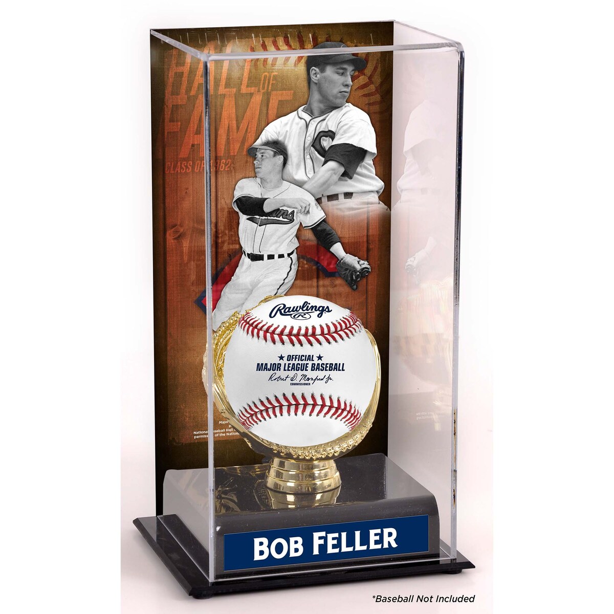 MLB インディアンス ボブ・フェラー コレクタブル用 野球ボールケース（ボール無し） Fanatics（ファナティクス） (UNS TALL DISPLAY CASE 44789)