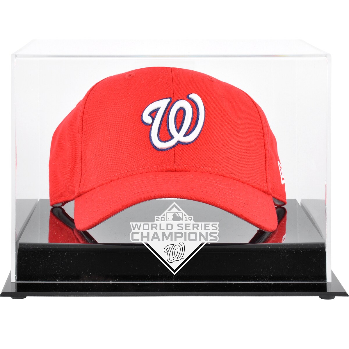 Celebrate the Washington Nationals as the 2019 World Series Champions with this collectible display case. The logo cap display case is made of 1/8"-inch thick acrylic. It features a black acrylic base and a clear acrylic removable lid with engraved team logo. This case will perfectly display your collectible cap. Officially licensed by Major League Baseball. Measures 10 1/4" x 9 1/4" x 7". Memorabilia sold separately.Brand: Fanatics AuthenticMemorabilia sold separatelyOfficially licensed