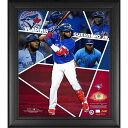 Enhance your Toronto Blue Jays memorabilia with this Vladimir Guerrero Jr. Framed 15" x 17" Impact Player Collage with a...