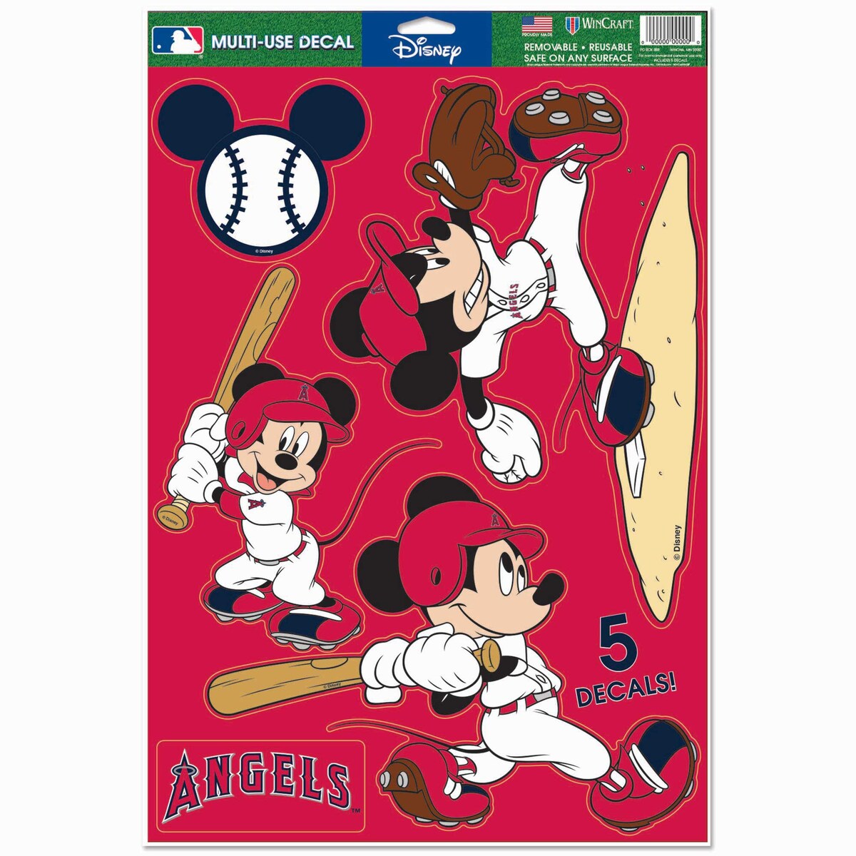 MLB エンゼルス カー用品 カーアクセサリー ウィンクラフト (11x17 Multi Use Decal - Disney)