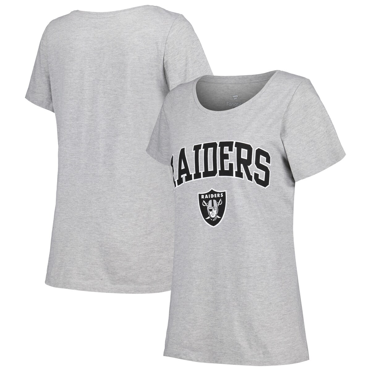 NFL レイダース Tシャツ Fanatics（ファナティクス） レディース ヘザーグレイ (ARCH OVER LOGO SS PLUS TEE)