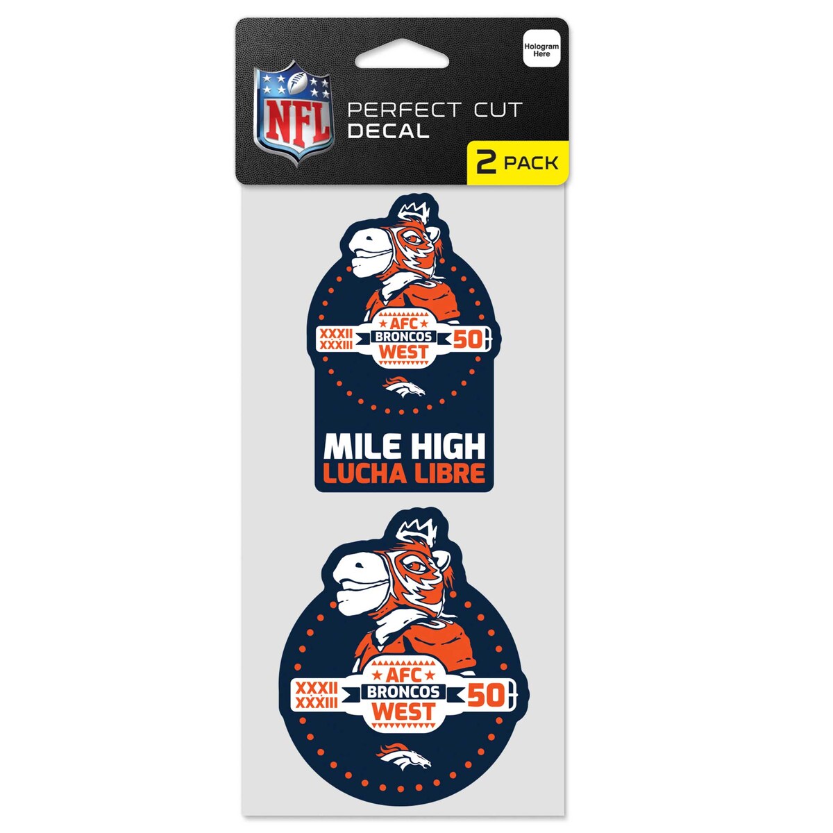 NFL ブロンコス カー用品・カーアクセサリー ウィンクラフト (2pk 4x8 Perfect Cut Decal-Lucha Libre)