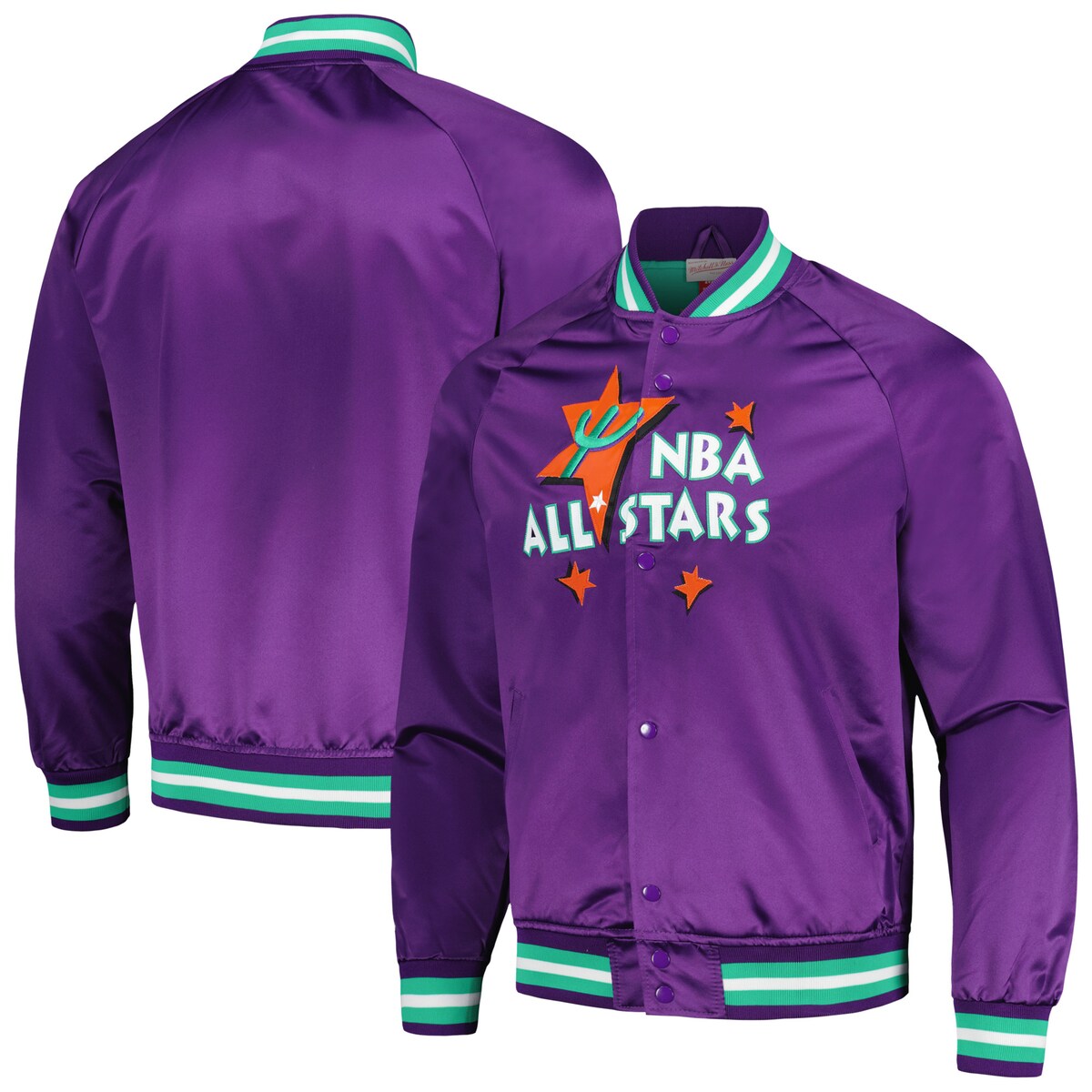 NBA NBA ʃACe WPbg Mitchell & Nessi~b`FlXj Y p[v (NBA MEN'S MNC HWC Throwback Wordmark Satin Jacket)