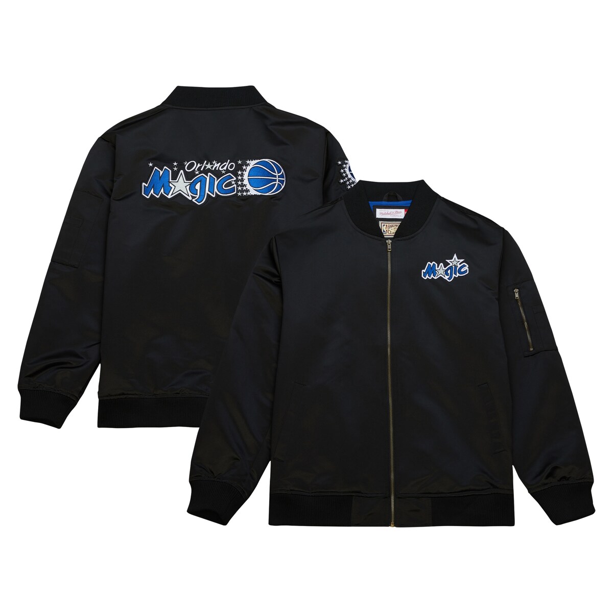 NBA }WbN WPbg Mitchell & Nessi~b`FlXj Y ubN (NBA MENS LIGHTWEIGHT SATIN BOMBER VINTAGE LOGO)