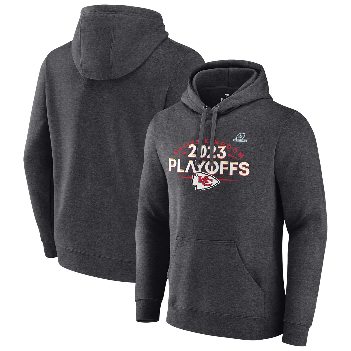 NFL チーフス フリース プルオーバー パーカー Fanatics（ファナティクス） メンズ ヘザーチャコール (23 Men's FB Playoff Ready Playoff Participant POH)