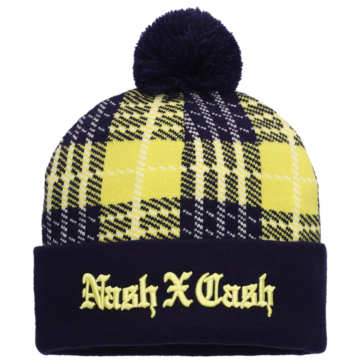 MLS ナッシュビル・SC ニット帽 Mitchell & Ness(ミッチェル&ネス) メンズ ネイビー (MNC F23 Men's NASHxCASH Plaid Pom Knit)