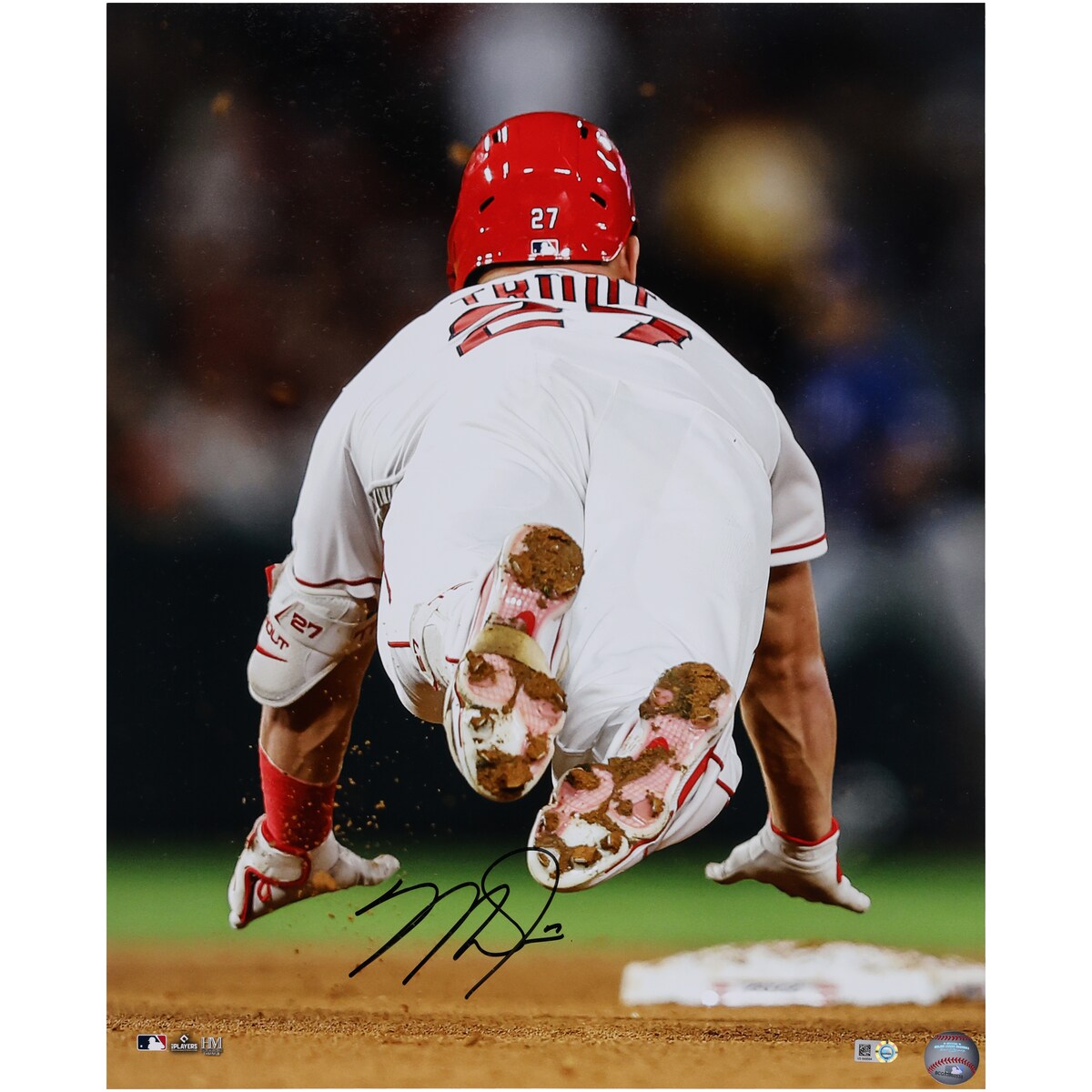 If you're a die-hard Los Angeles Angels fan, then be sure to pick up this Mike Trout autographed 16" x 20" Sliding Photo...