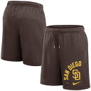 Elevate a wardrobe staple with these San Diego Padres Arched Kicker shorts. Made by Nike, they feature cozy fleece lining and San Diego Padres graphics printed on blended material. An adjustable waistband lets you customize the fit for even more comfortable wearing.Officially licensedMachine wash, tumble dry lowElastic waistbandImportedBrand: NikeMaterial: 80% Cotton/20% Recycled PolyesterTwo side pocketsScreen print graphicsFleece lining