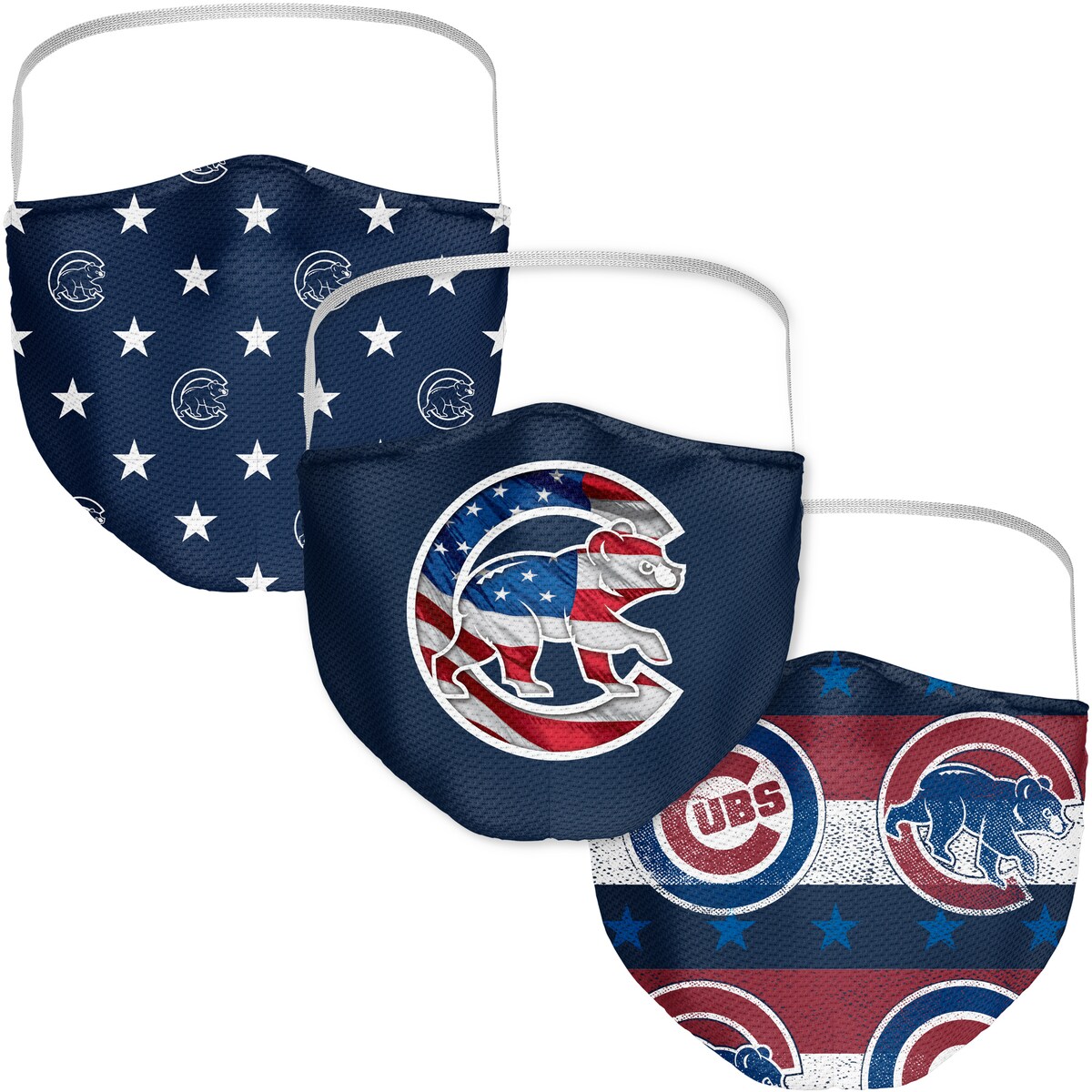 MLB カブス フェイスマスク Fanatics（ファナティクス） (MLB FB Patriotic Pack 3 Pack Face Cover)