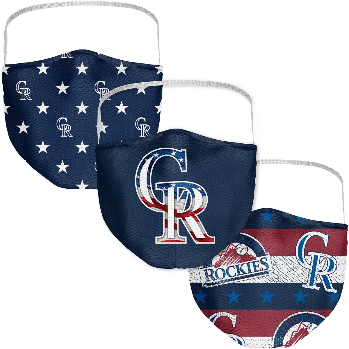 MLB ロッキーズ フェイスマスク Fanatics（ファナティクス） (MLB FB Patriotic Pack 3 Pack Face Cover)