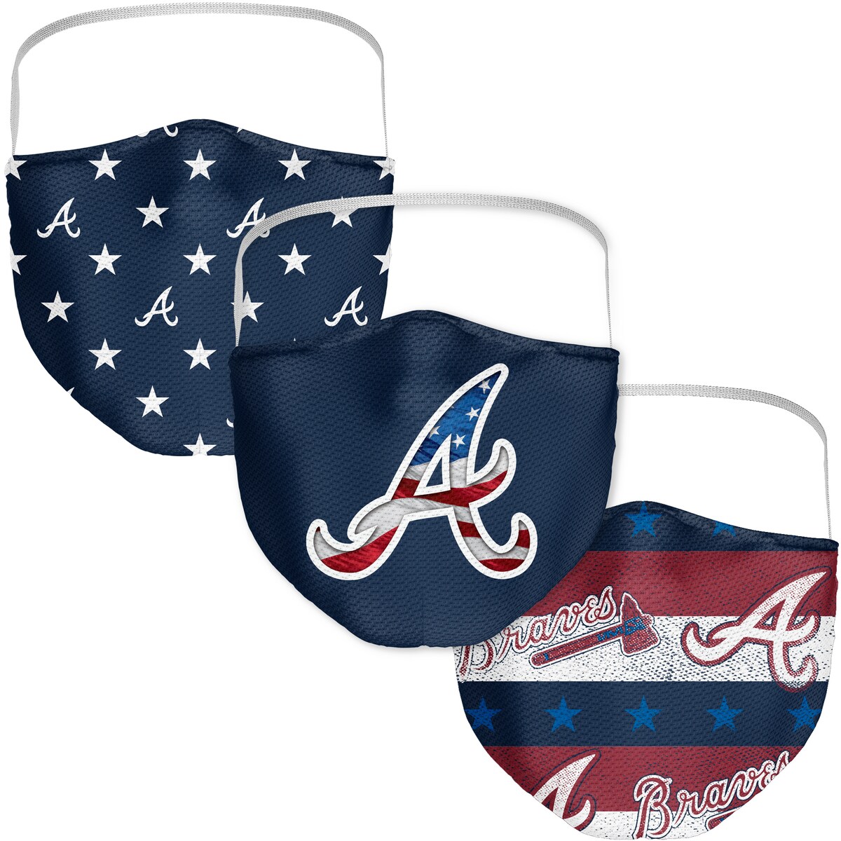 MLB ブレーブス フェイスマスク Fanatics（ファナティクス） (MLB FB Patriotic Pack 3 Pack Face Cover)