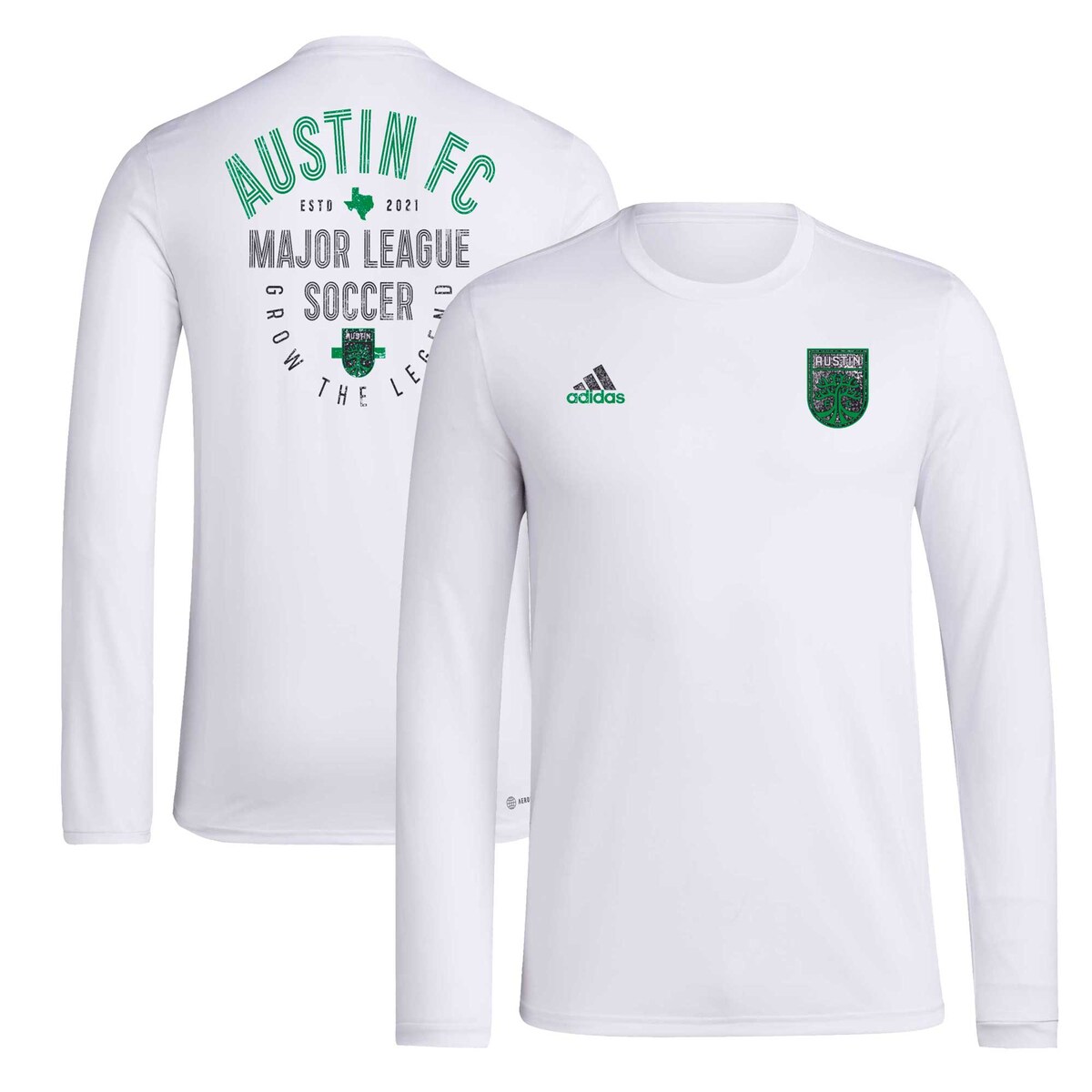 MLS オースティンFC 長袖 Tシャツ Adidas（アディダス） メンズ ホワイト (ADI S24 Men's Local Stoic LS Tee)