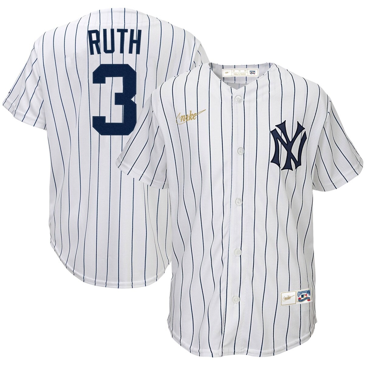 MLB ヤンキース ベーブ・ルース ユニフォーム Nike ナイキ キッズ ホワイト (Youth MLB Nike Offical Cooperstown Player Jersey)